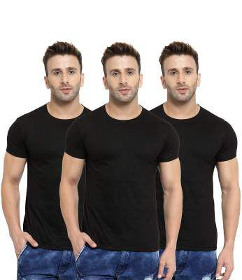 Scott International Men's Basic Cotton Round Neck Half Sleeve Solid T-Shirts - Pack of 3