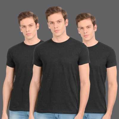 Scott International Solid Men Round Neck Dark Blue T-Shirt (Pack of 3)
