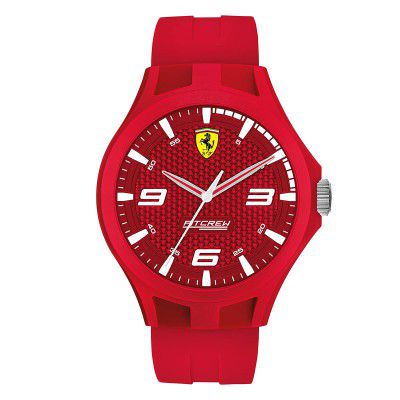 Scuderia Ferrari Pit Crew Analog Red Dial Mens Watch-0830677