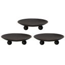 Scwhousi Rustic Rose Black Iron Plate Candle Holder,Decorative Iron Pillar Candle Holder, Set of 3,Candle Stand for Wax Candles...