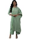 Sea Green Solid Straight Kurta Palazzo with Dupatta Set(4077NKH1176L)...