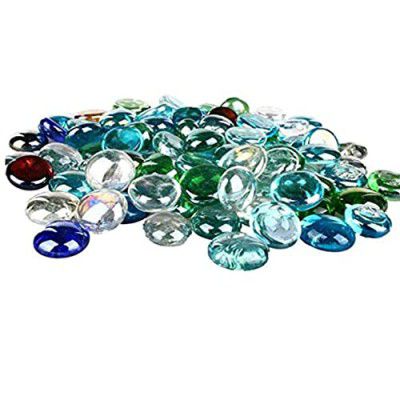 Seawave Creatures Flat Round Marbles Aquarium Pebbles | Aquarium Decorations & Fillers | Multicolour Shiny Pebble Marble for Vase Fillers Outdoor/Indoor | Garden Decoration (1Kg)