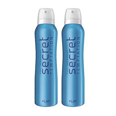 Secret Temptation Play Deodorant for Women, Sophisticated Floral Freshness for Office Wear, Delicate Fragrance with A Winning Attitude, Pack of 2 (150ml each)