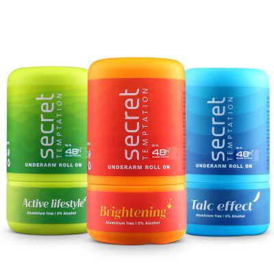 Secret Temptation Active Lifestyle, Brightening and Talc Effect Roll-On for Women