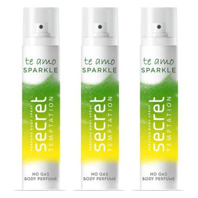 Secret Temptation Te Amo Sparkle No Gas Perfume Body Spray for Women, Pack of 3 (120ml each)