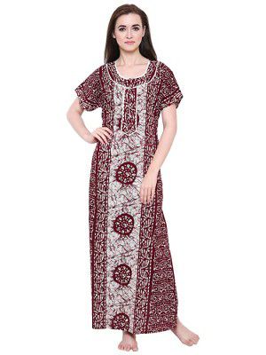 Secret Wish Womens Cotton Nighty (Black, Free Size)