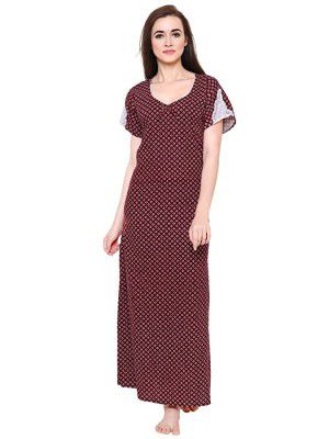 Secret Wish Womens Cotton Nighty (Brown, Free Size)