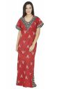 Secret Wish Womens Cotton Printed Maxi Night Gown | Comfortable Sleep Wear | Free Size| Red...