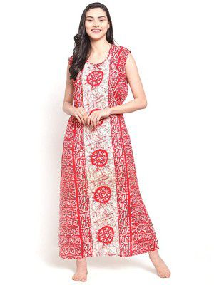 Secret Wish Womens Cotton Printed Maxi Sleep Wear