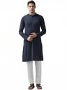 SEE DESIGN Men Blue Cotton Straight Kurta with Slub Effect with Pyjama - SDKT101601M (M)...