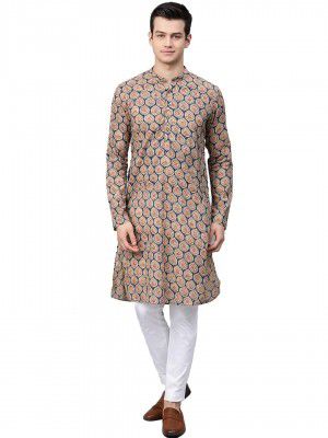 SEE DESIGN Men Cotton Regular Kurta (Blue_XS)