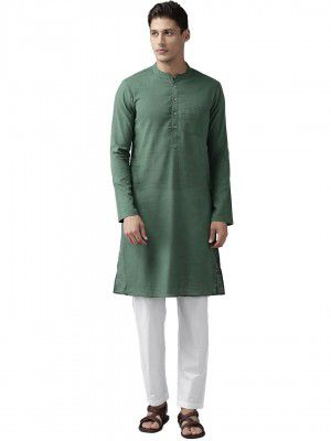 SEE DESIGN Men's Cotton Kurta Pyjama (Green_L)