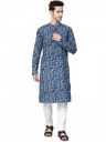 SEE DESIGN Mens Cotton Kurta Pyjama Set Blue S...