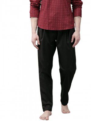 See Designs Black Cotton Regular Fit Pyjamas Drawstring Closure 2 Side Pockets