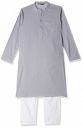 See Designs Men Grey Cotton Straight Kurta with Slub Effect with Pyjama - SDKT101101S (S)...