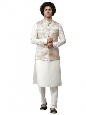 See Designs Men's Pure Silk Kurta Pyjama Nehru Jacket Set