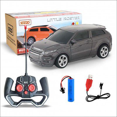 SEEDO Rechargeable Metallic Remote Control Little Roaster SUV Model High Speed Racing Sports Car with LED Headlights, 1: 24 Scale Fast RC Vehicle Toy for Kids 8+ Years (Grey)