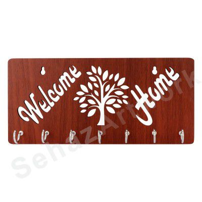 Sehaz Artworks 7 Hooks 5 Birds Entryway Kitchen Office Mudroom Wall Mount Decorative Keys Organizer Key Holder