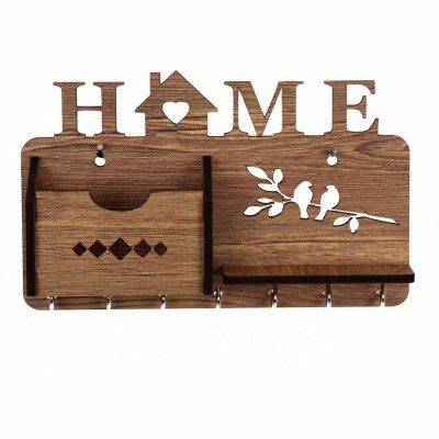 Sehaz Artworks Key Holder for Home Wall Stylish (7 Hooks, MDF Beige)