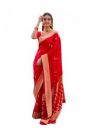 SEKHMET Banarasi & Kanjivaram Soft Lichi Silk Traditional Saree With Rich Pallu & Weaving Border With Unstitched Jacquard Woven Blouse Piece, Red...