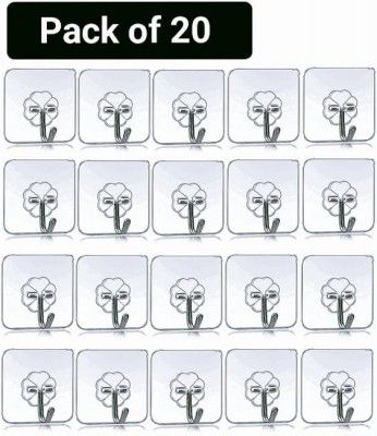 Self Adhesive Wall Hangers with Stainless steel Hooks (Pack of 20)