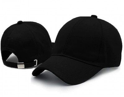 SELLORIA Acrylic Brand A- Adjustable Black Plain Cap Unisex Quick Drying Sun Hat 