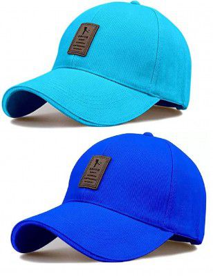SELLORIA Brand Soft Cotton Adjustable Unisex Cap Quick Drying Sun Hat Protection for Men and Women (Freesize) Baseball Caps (Pack of 2)
