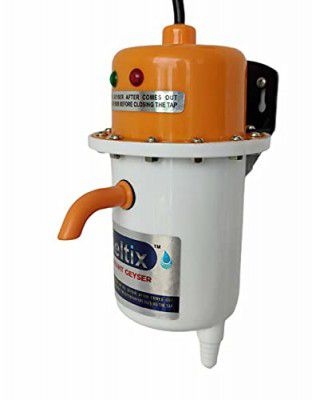 SELTIX instant water heater portable geyser for home use bathroom kitchen 5 Star (Orange White)