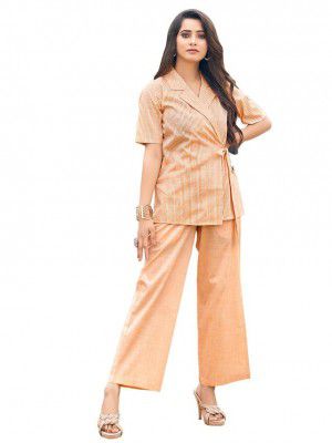 Selvia Women's Half Sleeve Silk Blend Collared Neck 2 Piece Co-ords Set