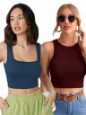 Selvia Women's Knitted Sleeveless Lycra Tank Top Combo Pack of 2...