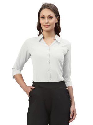 Selvia Women's Poly Viscose Solid Regular Fit Shirt