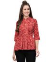 Selvia Women's Printed Crepe Peplum Top...
