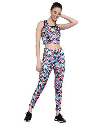 Selvia Womens Printed Lycra Spandex Fitness/Gym/Yoga/Sports Wear Set
