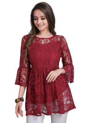 Selvia Women's Russel Net Fit and Flare Standard Length Top