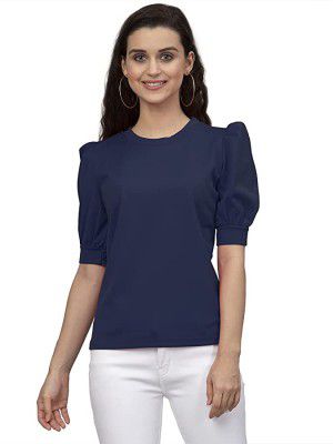 Selvia Womens Solid Regular fit Top 178TKN2902 LBlue L