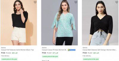 Selvia Women's Tops upto 92% off starting From Rs.169 @ Flipkart