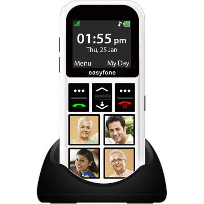 senior world easyfone Star Phone Cum Safety Device for Seniors with 20+ senior citizen friendly features Photo Speed Dial, App based Remote access, Loud sound, Dock charger,10 Days Battery Backup