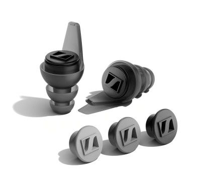 Sennheiser SoundProtex Plus Earplugs - Reusable Hearing Protection with 4 Interchangeable Filters - High Fidelity Sound at a Safe Volume Level - Black,Grey