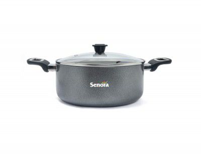Senora 2L Granite Non-Stick Casserole Glass Lid, Induction Base, Stew Pot, Biriyani Pot, Pfoa Free, Sauce Pot, 2 Liter