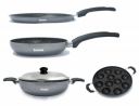 Senora Nonstick Induction Base Hammerton Cookware Set Combo-01 (Tawa + Fry Pan + Kadai S.Lid + Appam 11)...
