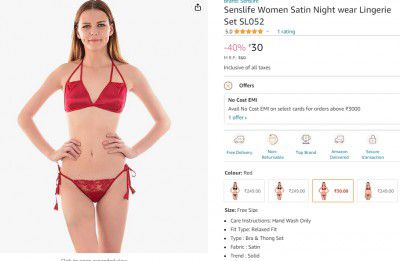 Senslife Women Satin Night wear Lingerie Set SL052