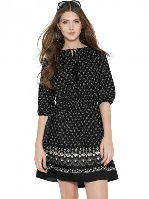 SERA Womens Crepe A-Line Midi Dress