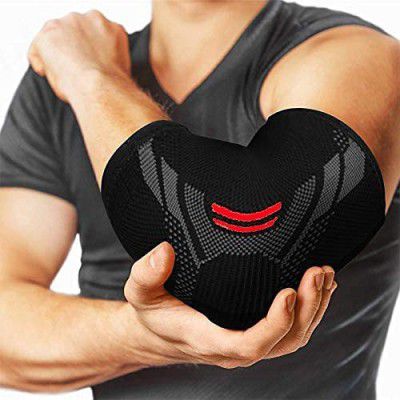 serveuttam? Elbow Support for Gym (1 Pair) - (Robotic Red, S)