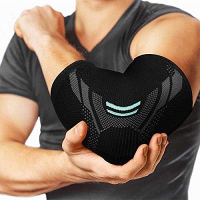serveuttam® Elbow Support for Gym (1 Pc) - Elbow Brace for Men Women Workout | Elbow Compression Sleeves for Tendonitis Pain Relief, Tennis, Volleyball, Cricket - Elbow Pain (Robotic Blue, L)
