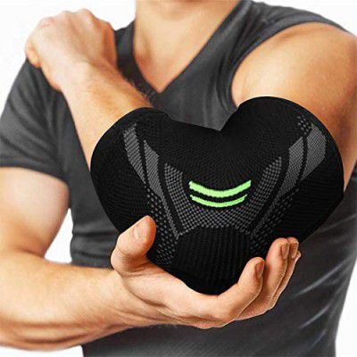 serveuttam Nylon Elbow Support For Gym(1 Pc)-Elbow Brace ,Cricket-Elbow Pain(Robotic Green,Small)