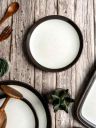 Servewell White & Brown 6 Pieces Printed Melamine Glossy Dishwasher Safe Plates...