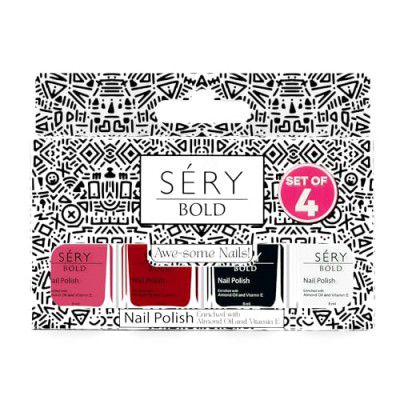 SERY BOLD Nail Polish Quick Dry, Long lasting, High-Shine - Set of 4- BEAUTIFULLY BOLD SMNP-04
