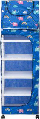 Seshekhu 1 Door 6 Shelf Fabric Plastic PVC Collapsible Wardrobe  (Finish Color - Blue Elephant, DIY(Do-It-Yourself))
