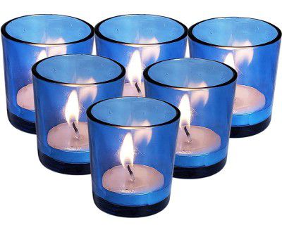 Pure Source India Set of 6 Glass Votive Tealight Candle Holders
