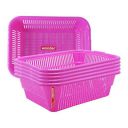 [Set of 6] Wonder Plastic Prime Natasha 1013 Plastic Fruit Basket, Pink Color...